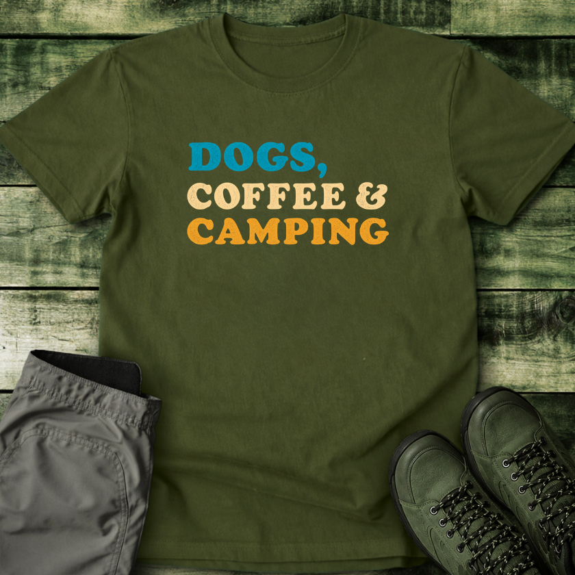 Dogs Coffee Camping Unisex T-shirt